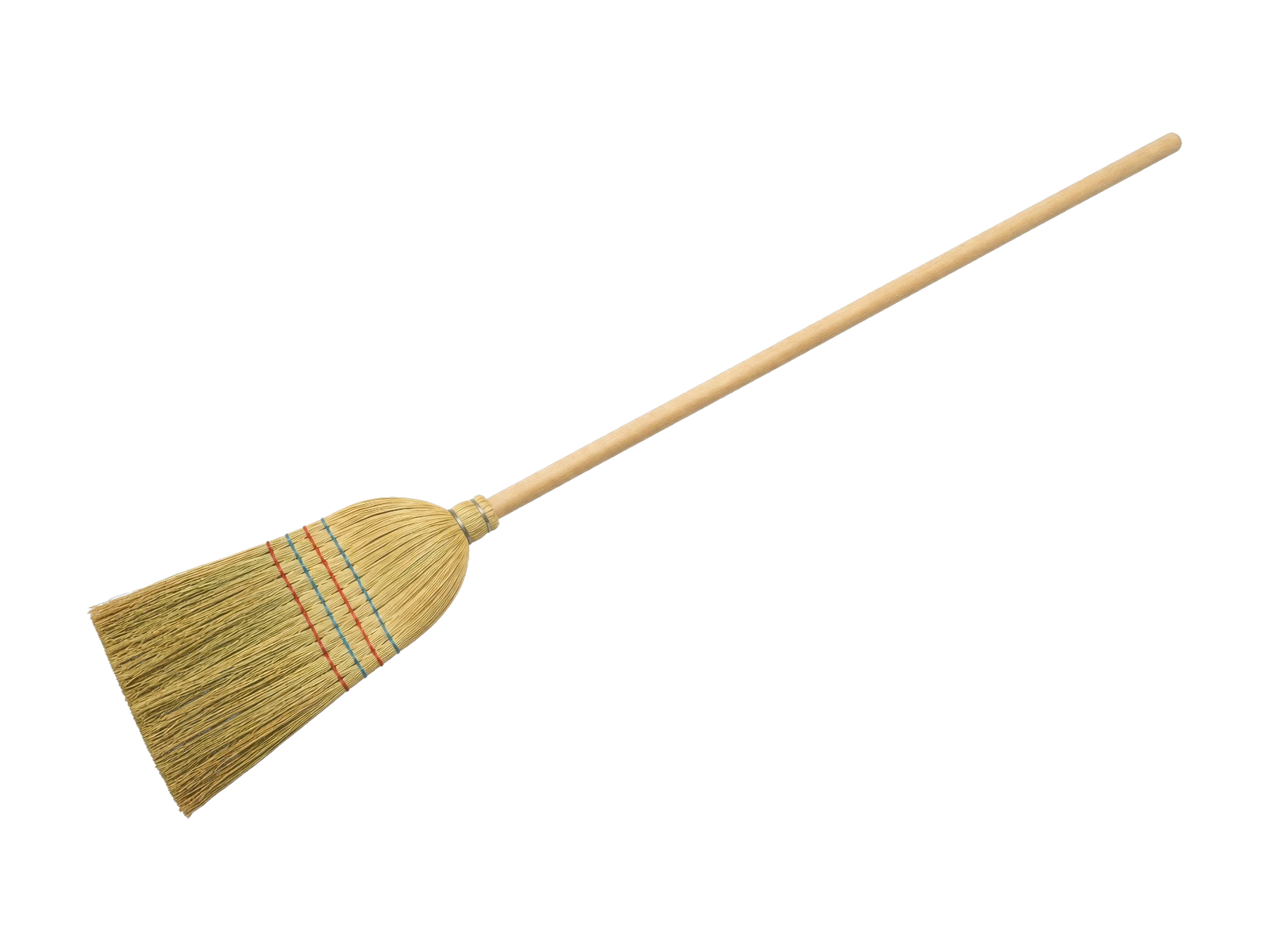 Rice straw broom with firm sorghum mix bristles and eucalyptus handle
